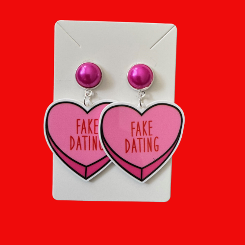 Book Trope Hearts - Fake Dating Earrings