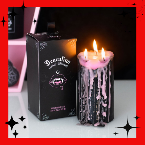 Large Pink Vampire Tears Pillar Candle
