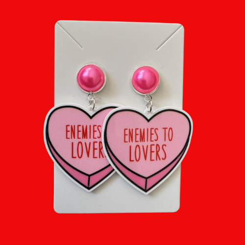 Book Trope Hearts - Enemies to Lovers Earrings
