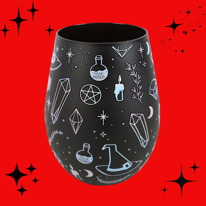 Crystal Witch Print Stemless Glass