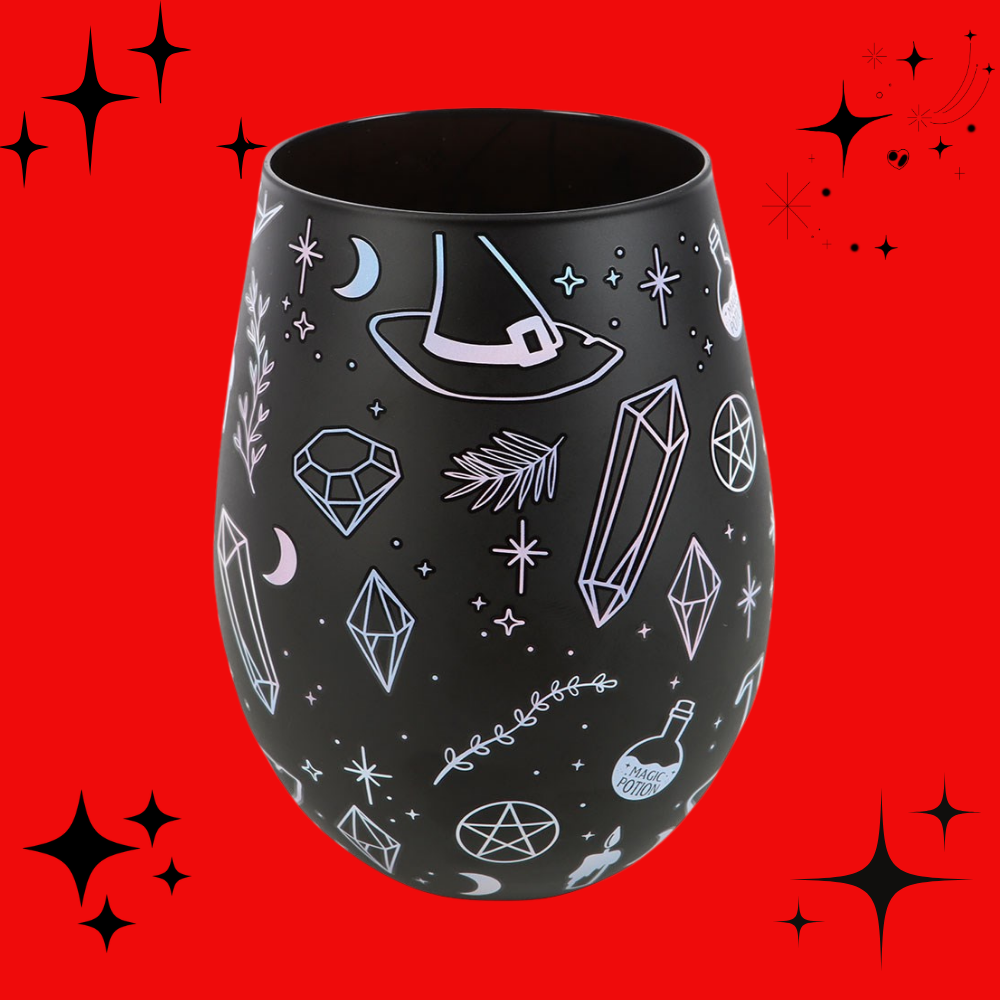 Crystal Witch Print Stemless Glass