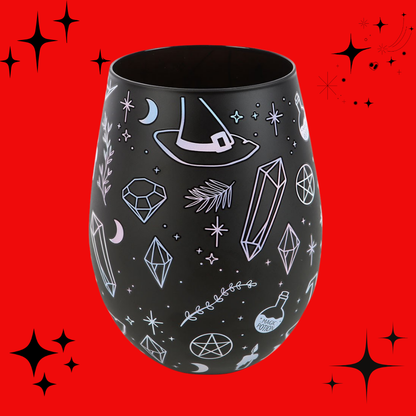 Crystal Witch Print Stemless Glass