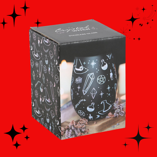 Crystal Witch Print Stemless Glass