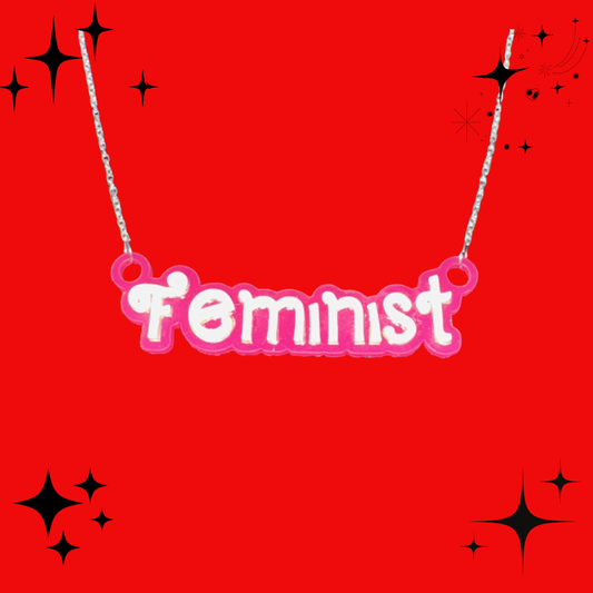 Feminist Layered Acrylic Charm Necklace