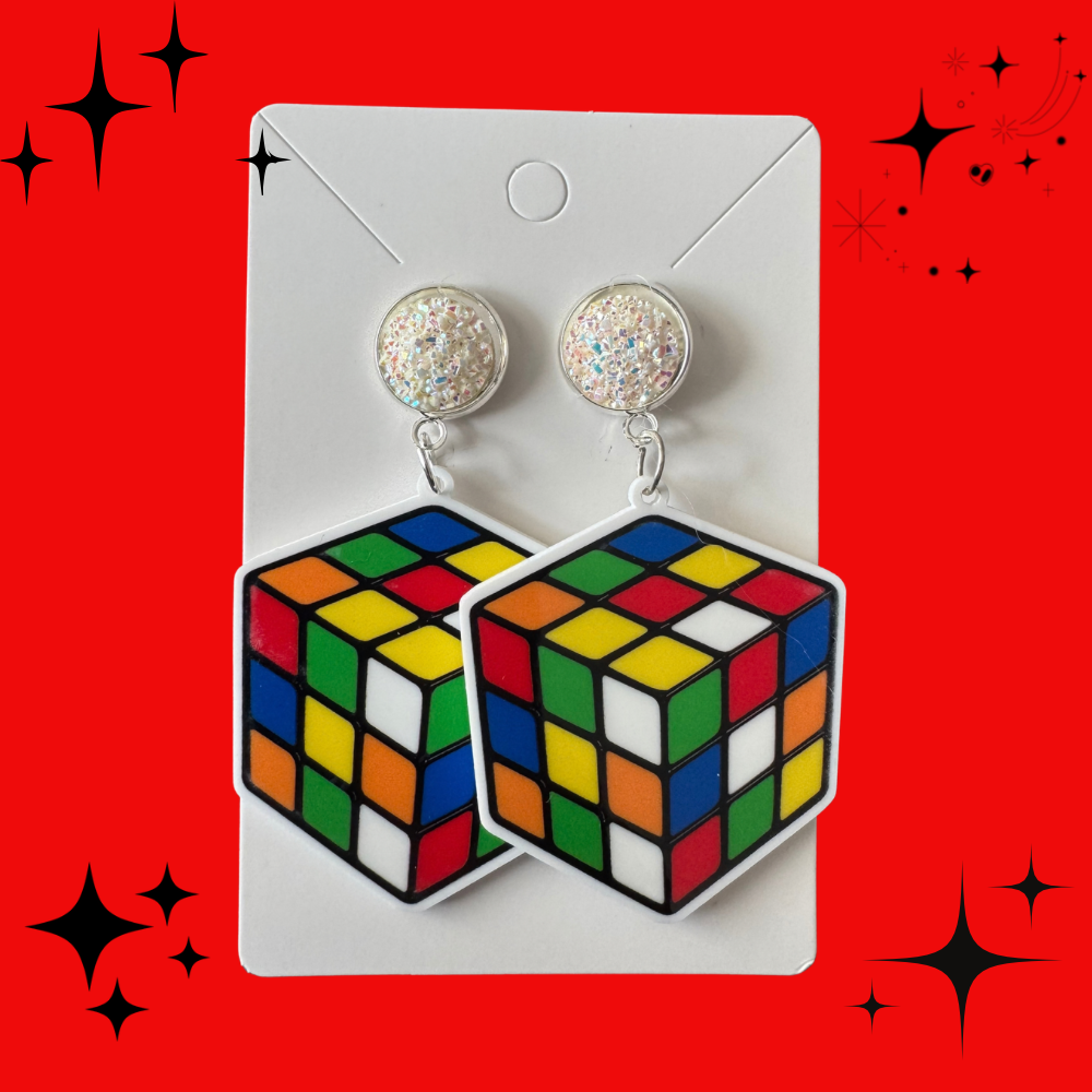 Rubiks Cube Earrings