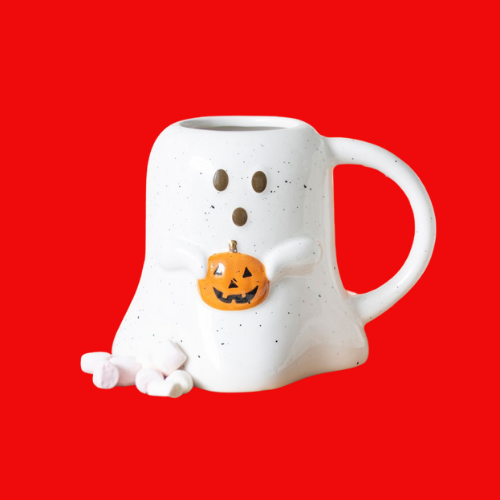 Ghost Shaped Mug with Pumpkin