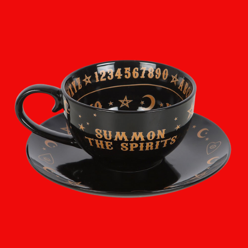 Black Talking Board Teacup and Saucer