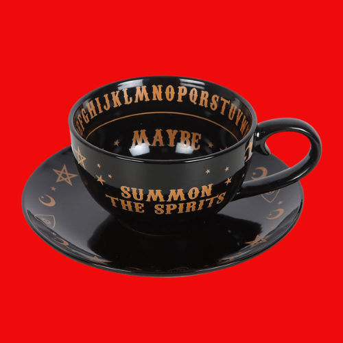 Black Talking Board Teacup and Saucer