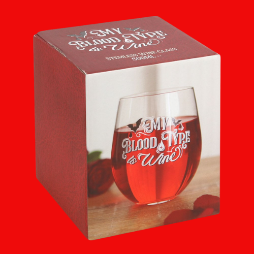 My Blood Type is Wine Stemless Wine Glass