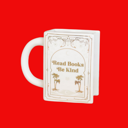 Read Books Be Kind White Book Shaped Mug