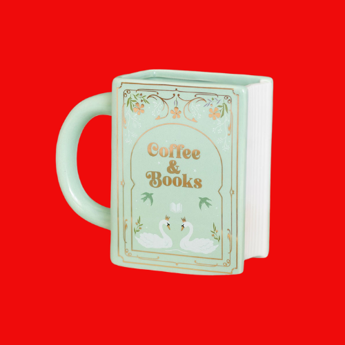 Coffee and Books Green Book Shaped Mug