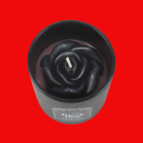 Black Rose Candle with 3D Rose