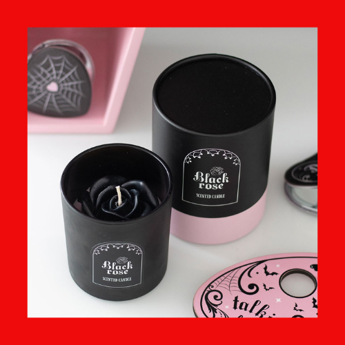 Black Rose Candle with 3D Rose
