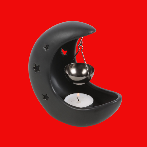 Black Crescent Moon Hanging Oil Burner