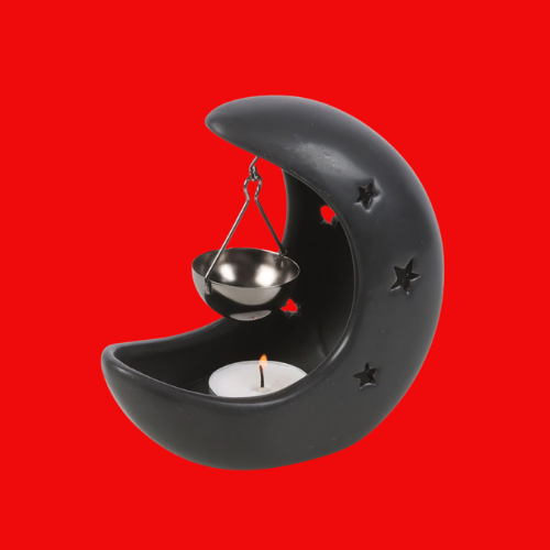Black Crescent Moon Hanging Oil Burner