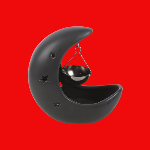 Black Crescent Moon Hanging Oil Burner