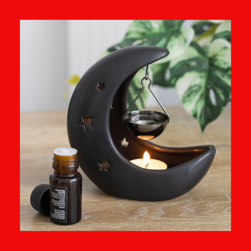 Black Crescent Moon Hanging Oil Burner