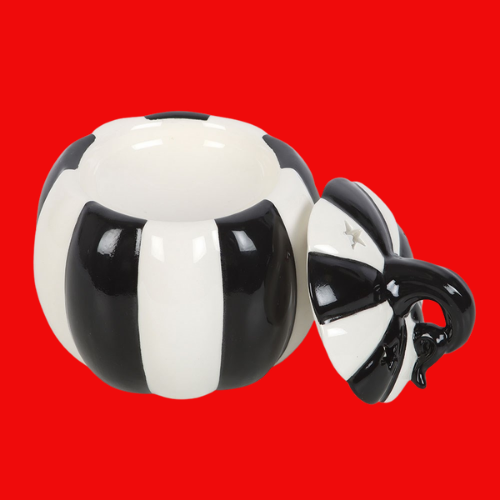Black and White Striped Pumpkin Oil Burner