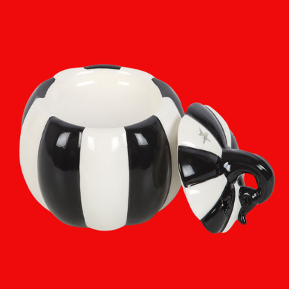 Black and White Striped Pumpkin Oil Burner