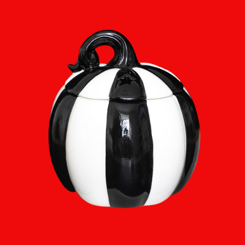 Black and White Striped Pumpkin Oil Burner