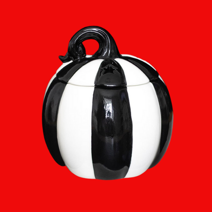 Black and White Striped Pumpkin Oil Burner