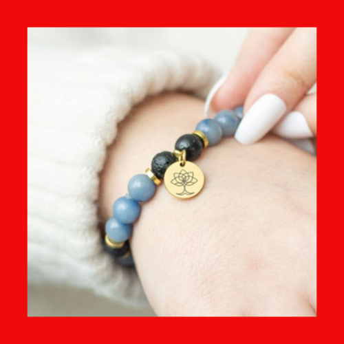 Inner Peace Blue Lace Agate Crystal essential Oil Bracelet