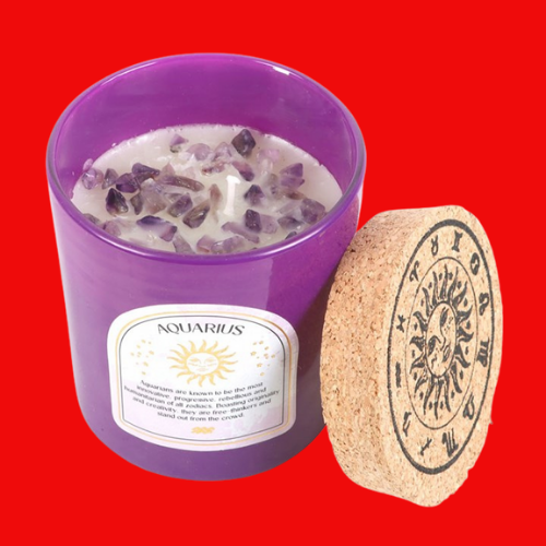Zodiac Candle - Aquarius Bergamot & Mandarin Gemstone