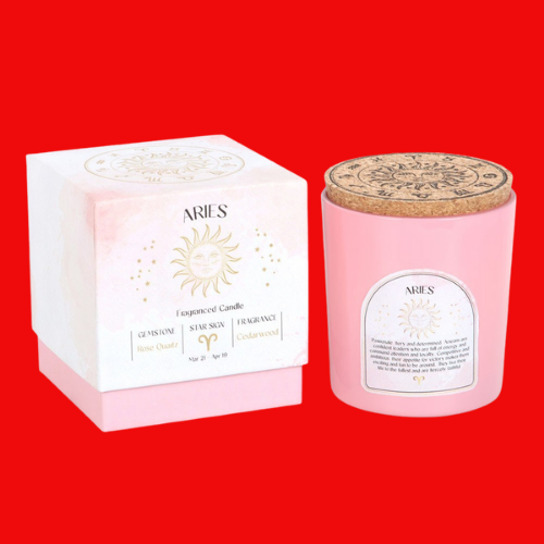 Zodiac Candle - Aries Cedarwood Gemstone