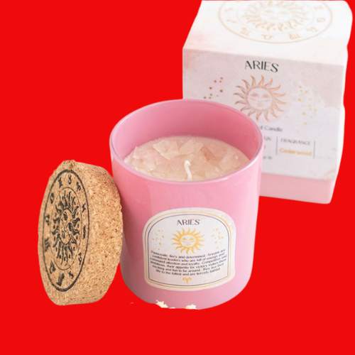 Zodiac Candle - Aries Cedarwood Gemstone