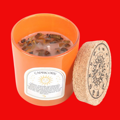 Zodiac Candle - Capricorn Sandalwood & Jasmine Gemstone