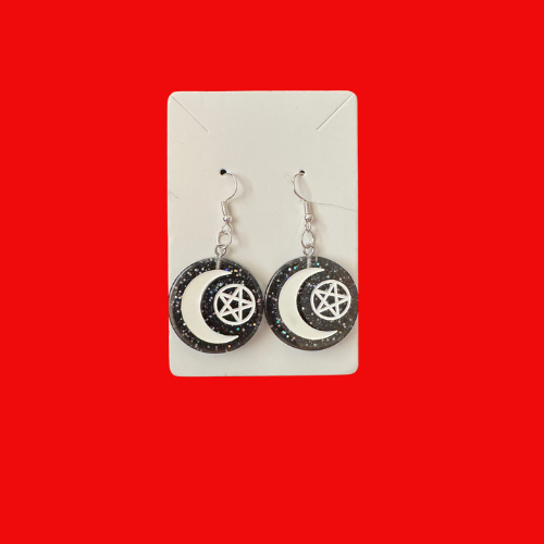 Moon / Pentagram Earrings (Various Colours)