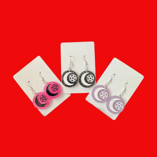 Moon / Pentagram Earrings (Various Colours)