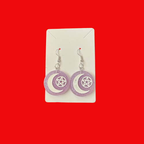 Moon / Pentagram Earrings (Various Colours)