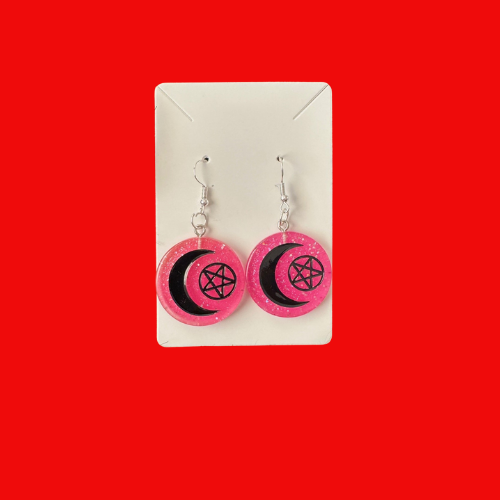 Moon / Pentagram Earrings (Various Colours)