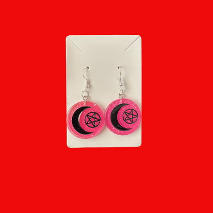 Moon / Pentagram Earrings (Various Colours)