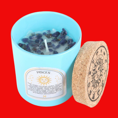 Zodiac Candle - Pisces Gardenia Gemstone