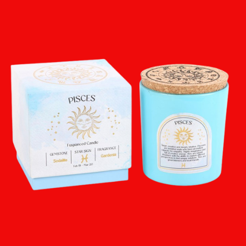 Zodiac Candle - Pisces Gardenia Gemstone