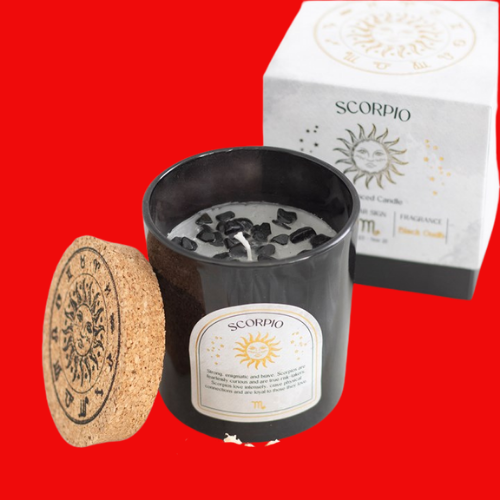 Zodiac Candle - Scorpio Black Oudh Gemstone