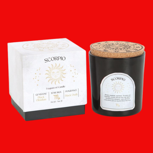 Zodiac Candle - Scorpio Black Oudh Gemstone