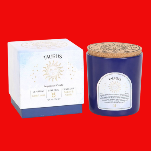 Zodiac Candle - Taurus Amber & Vanilla Gemstone
